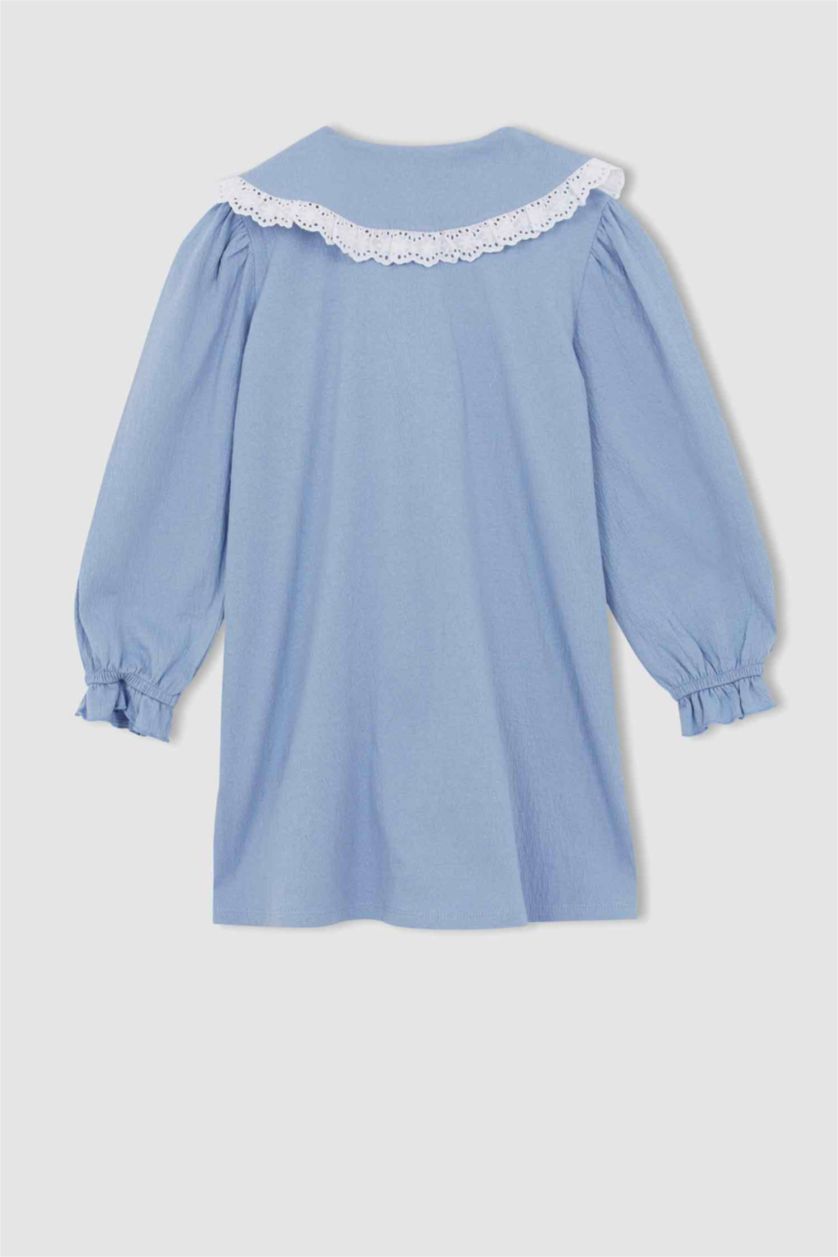 FILLES Bleu Robe En Tricot Manche Courte