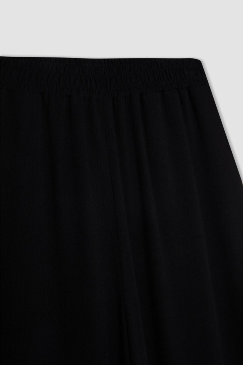 نساء أسود بنطرون فيسكوز برجل واسع وايد ليج وخصر عالي