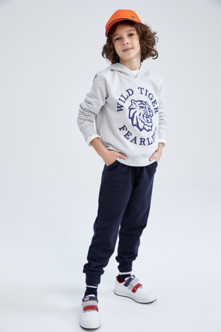 BOYS & TEENS Light Grey Melange Boy Printed Hoodie 2-Pack Set