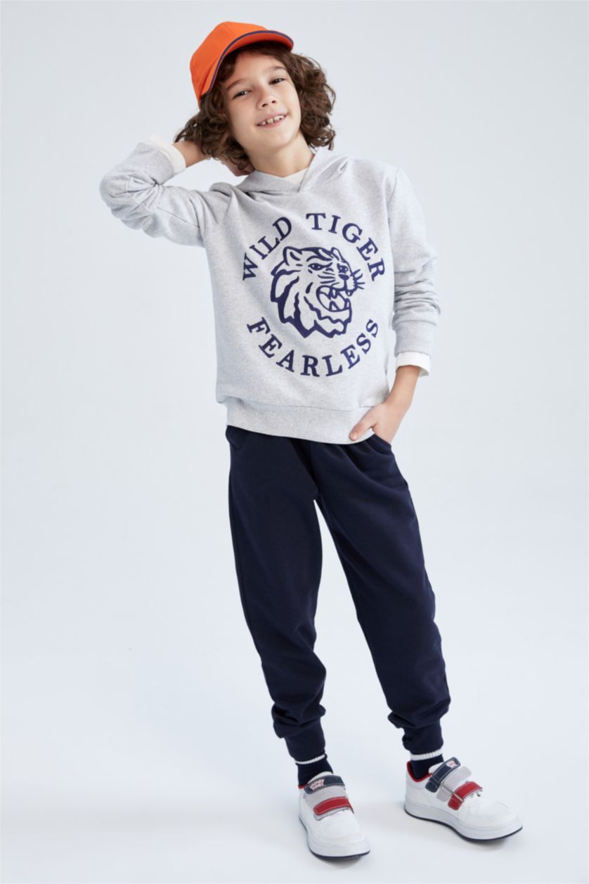 BOYS & TEENS Light Grey Melange Boy Printed Hoodie 2-Pack Set