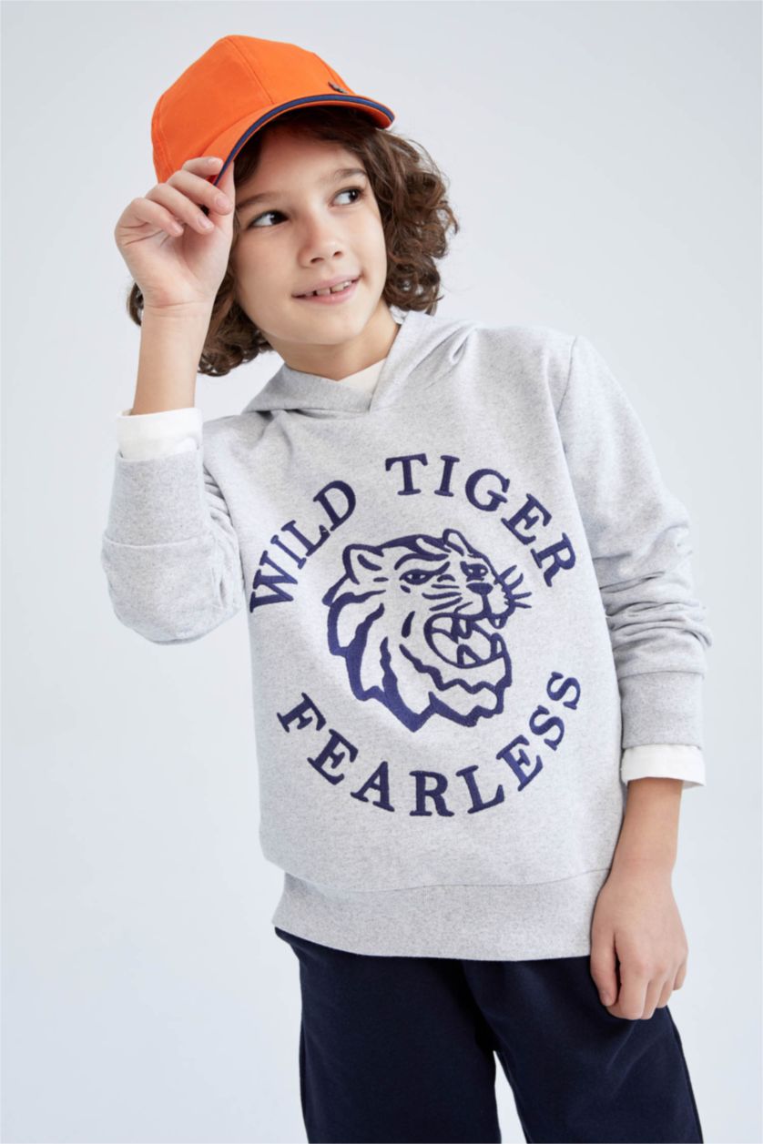 BOYS & TEENS Light Grey Melange Boy Printed Hoodie 2-Pack Set