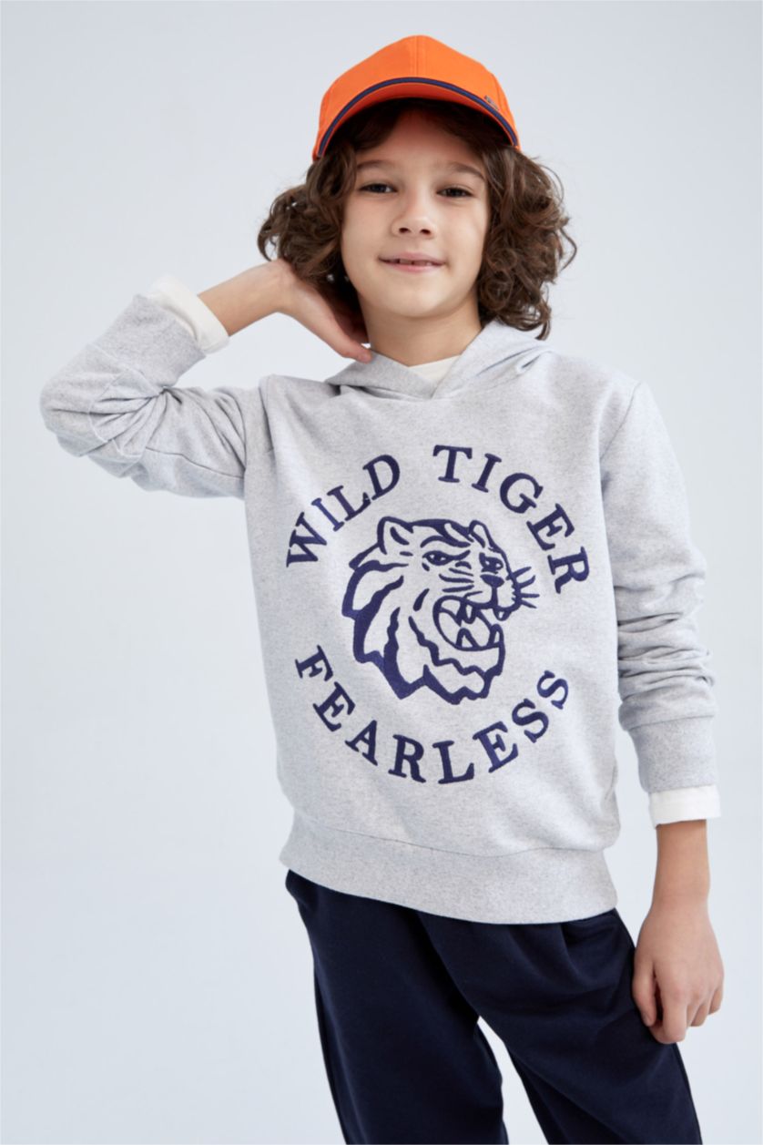 BOYS & TEENS Light Grey Melange Boy Printed Hoodie 2-Pack Set