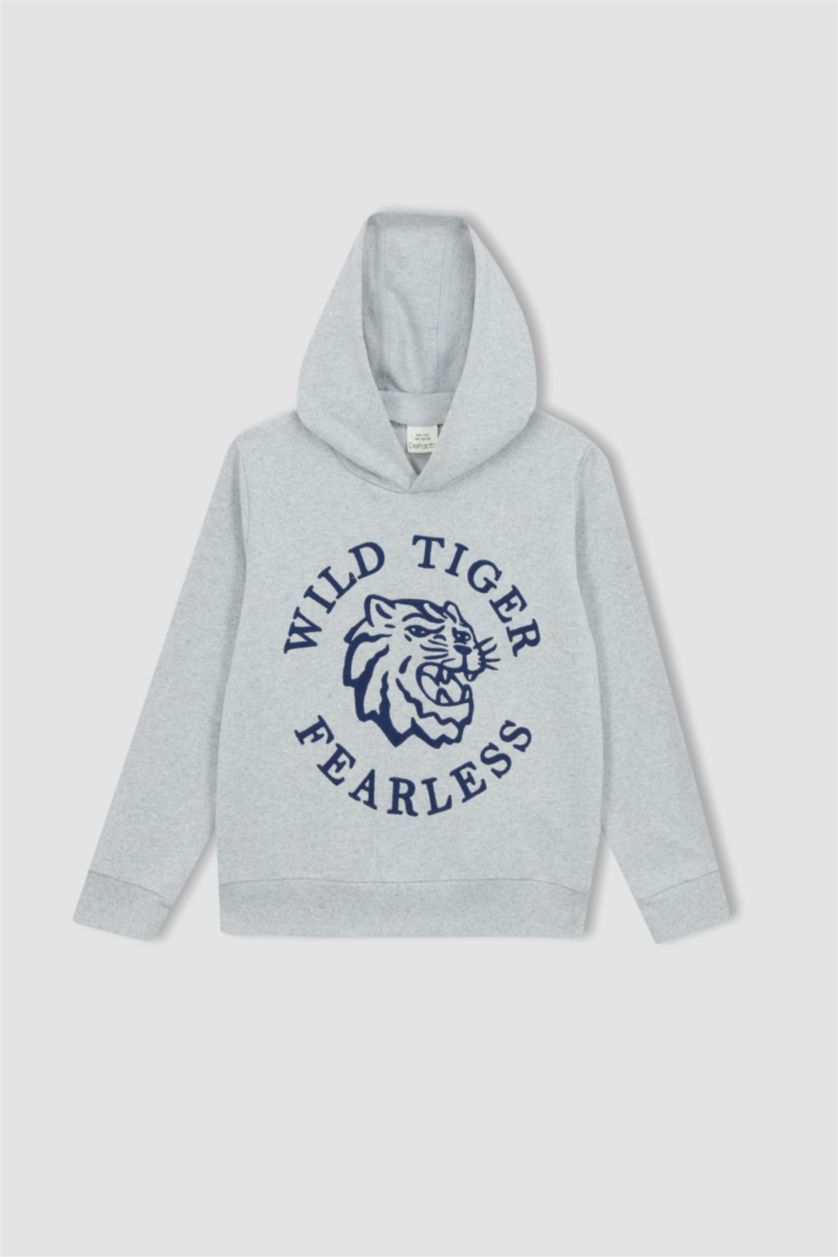 BOYS & TEENS Light Grey Melange Boy Printed Hoodie 2-Pack Set