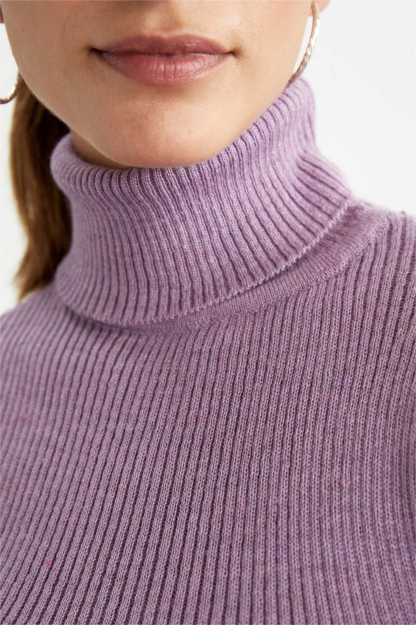 Kadın Lila Orta Slım Fıt Kazak