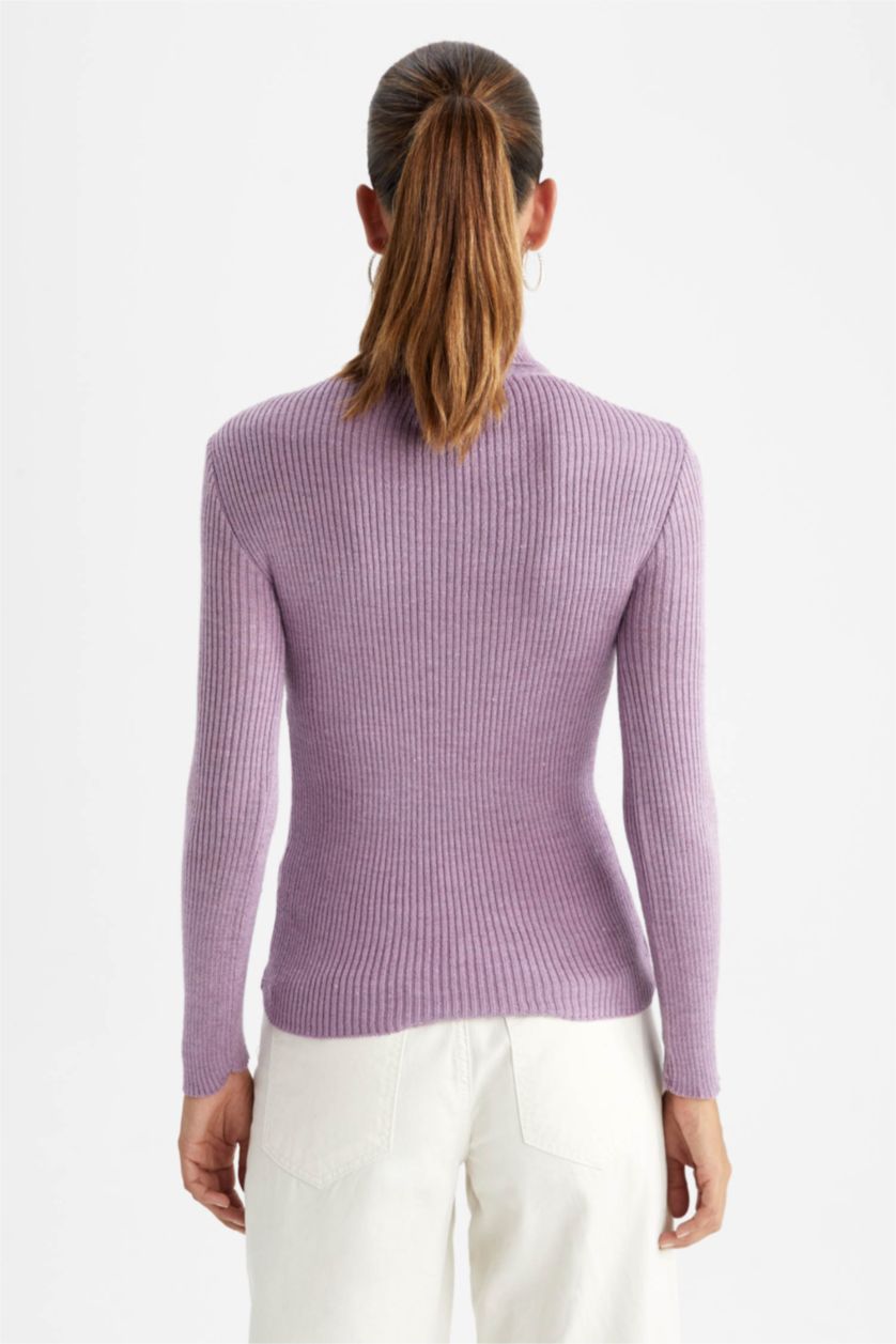 Kadın Lila Orta Slım Fıt Kazak