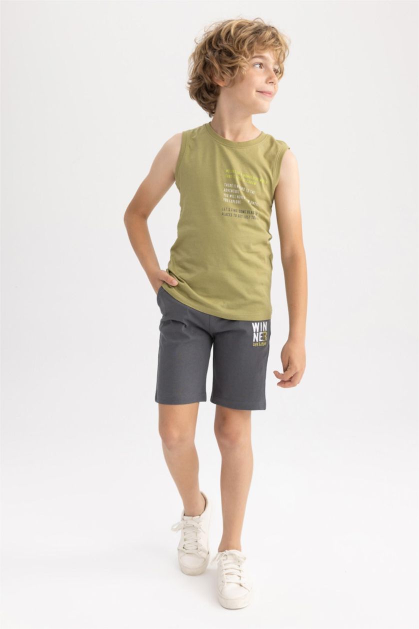 GARÇONS Anthracite Short Garçon Coupe Regular En Coton Peigné