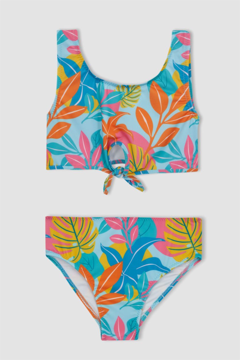 Kız Çocuk - Genç Kız Turkuaz Kız Çocuk Desenli Bikini Takımı
