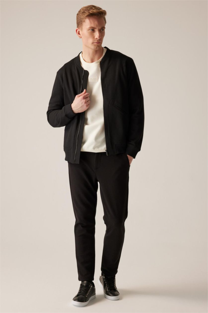 MAN Black Regular Fit College Collar Bomber Jacket