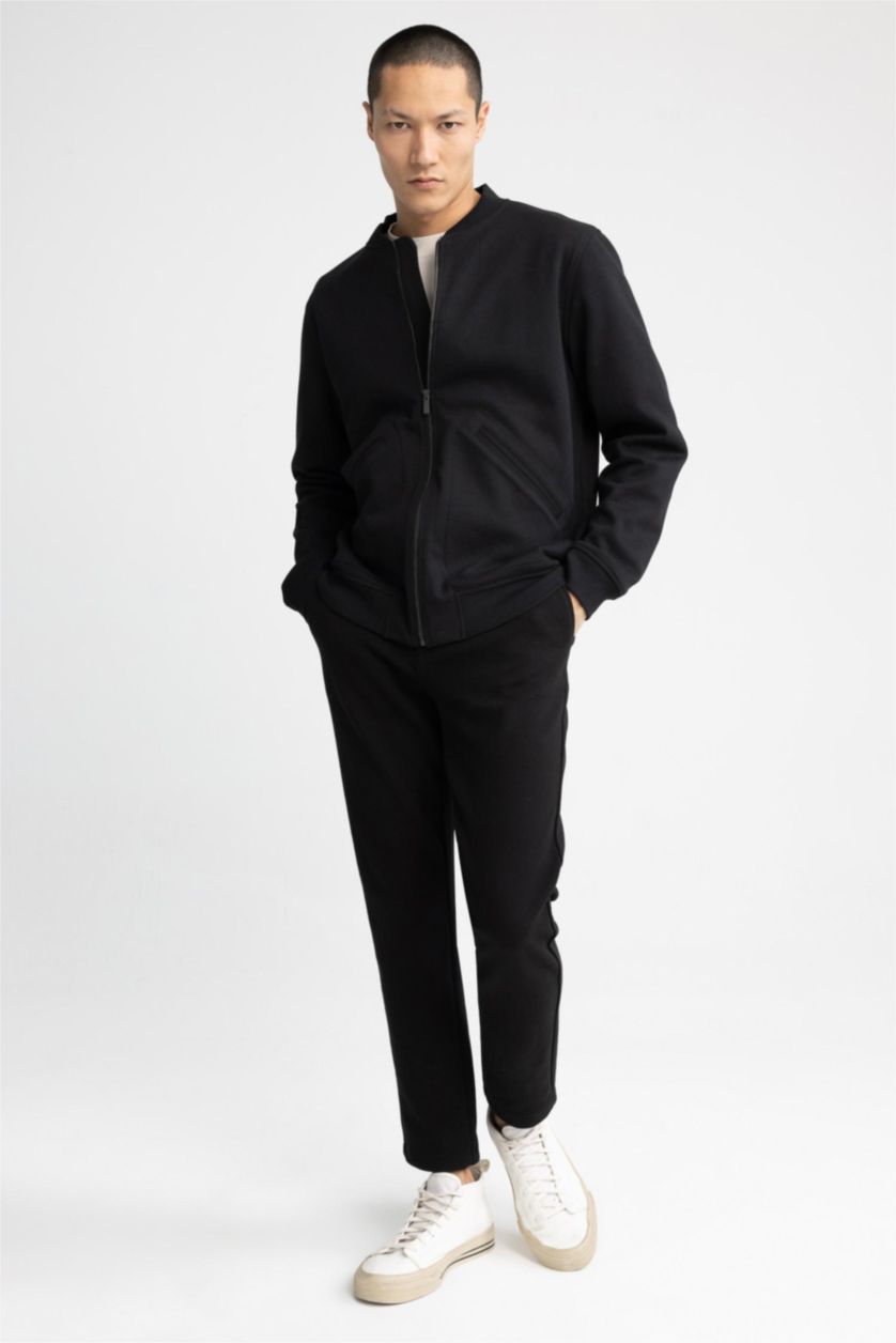 MAN Black Regular Fit College Collar Bomber Jacket