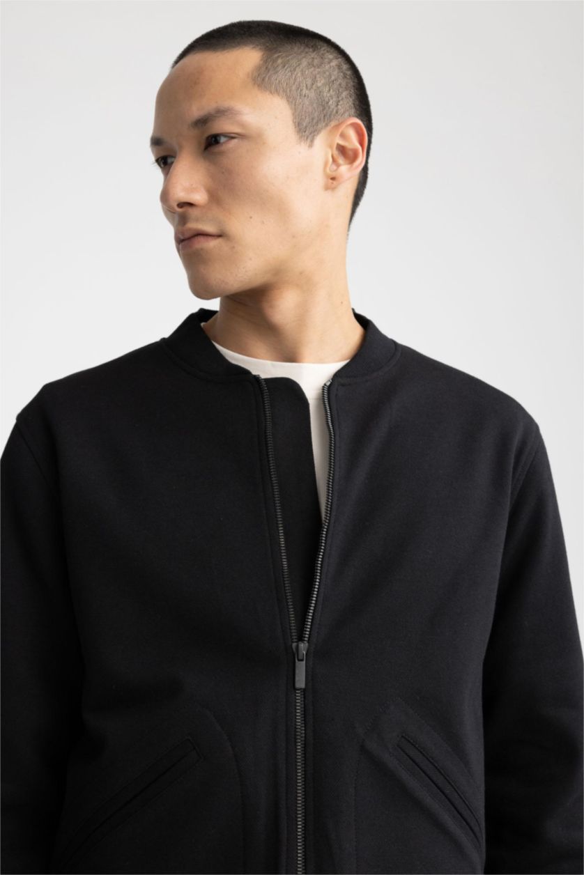 MAN Black Regular Fit College Collar Bomber Jacket