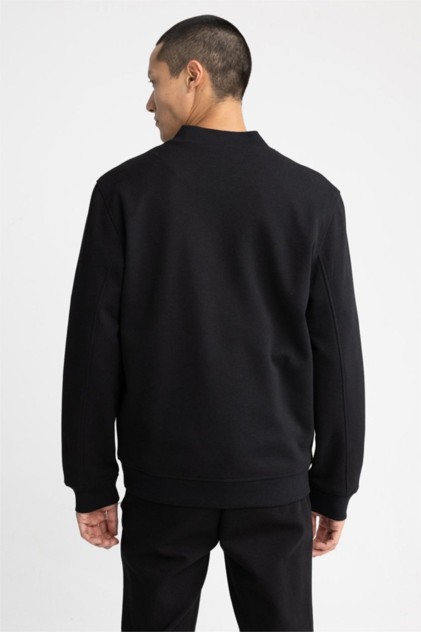 MAN Black Regular Fit College Collar Bomber Jacket