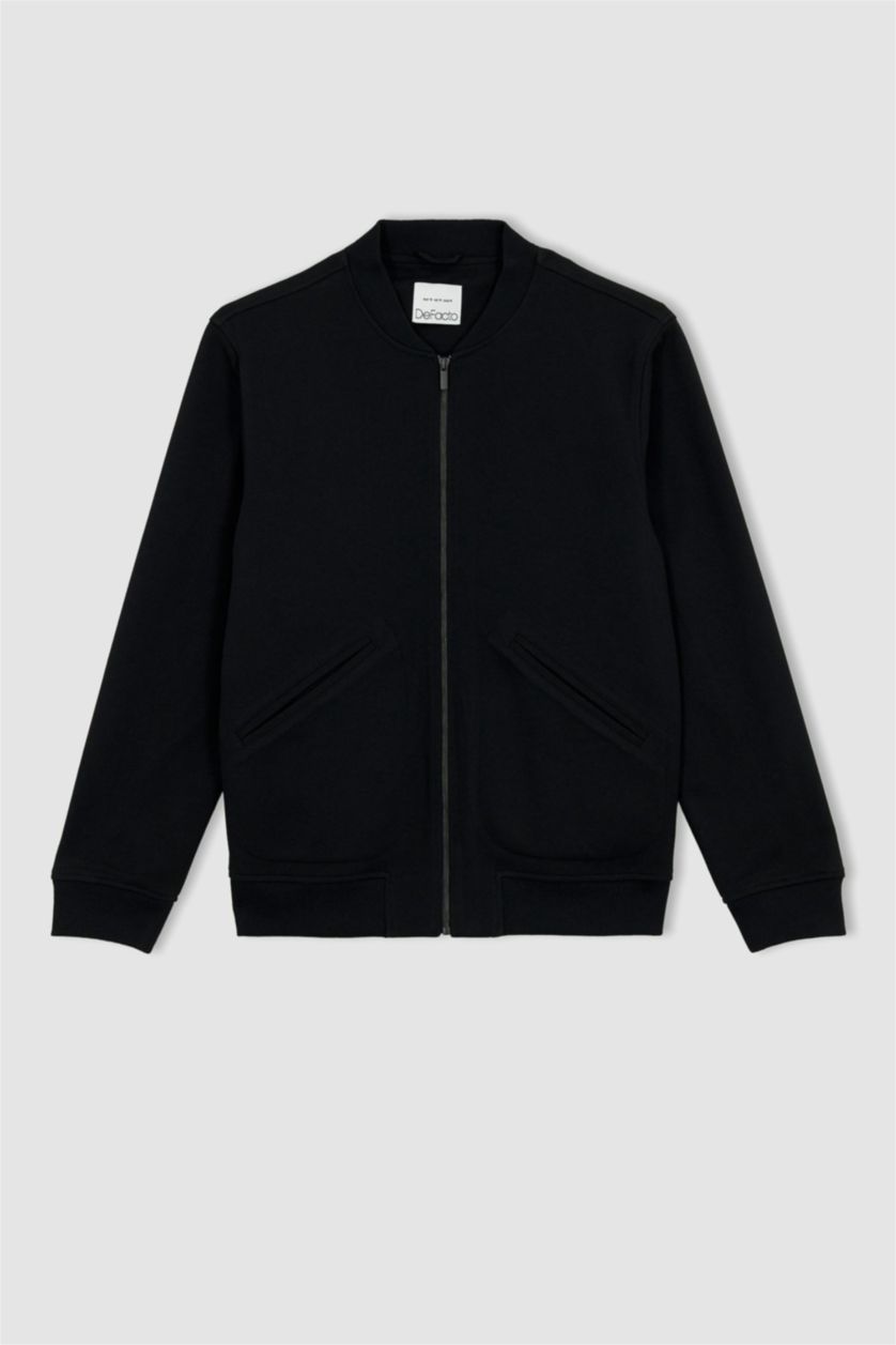 MAN Black Regular Fit College Collar Bomber Jacket