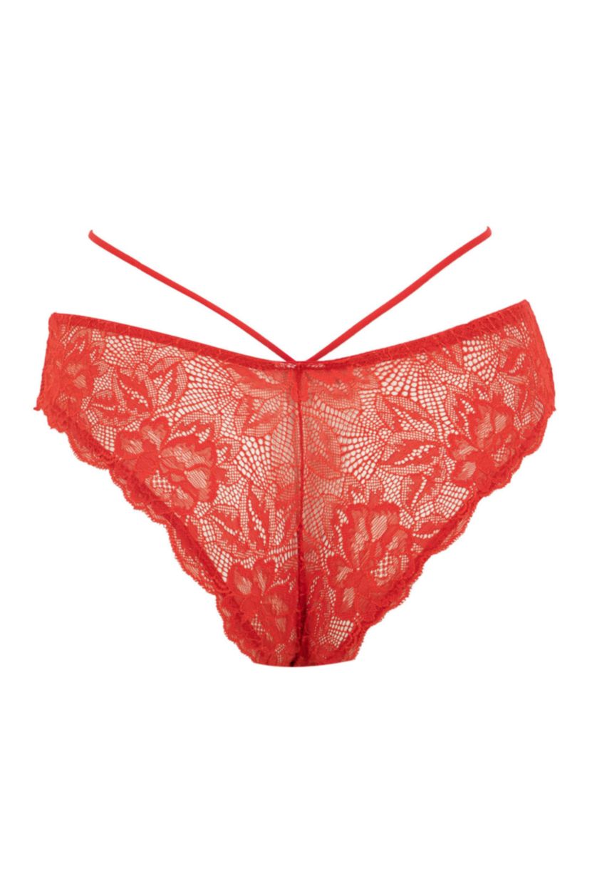 WOMAN Red Fall In Love Valentine's Day Lace Detailed Lace Brazilian Panties