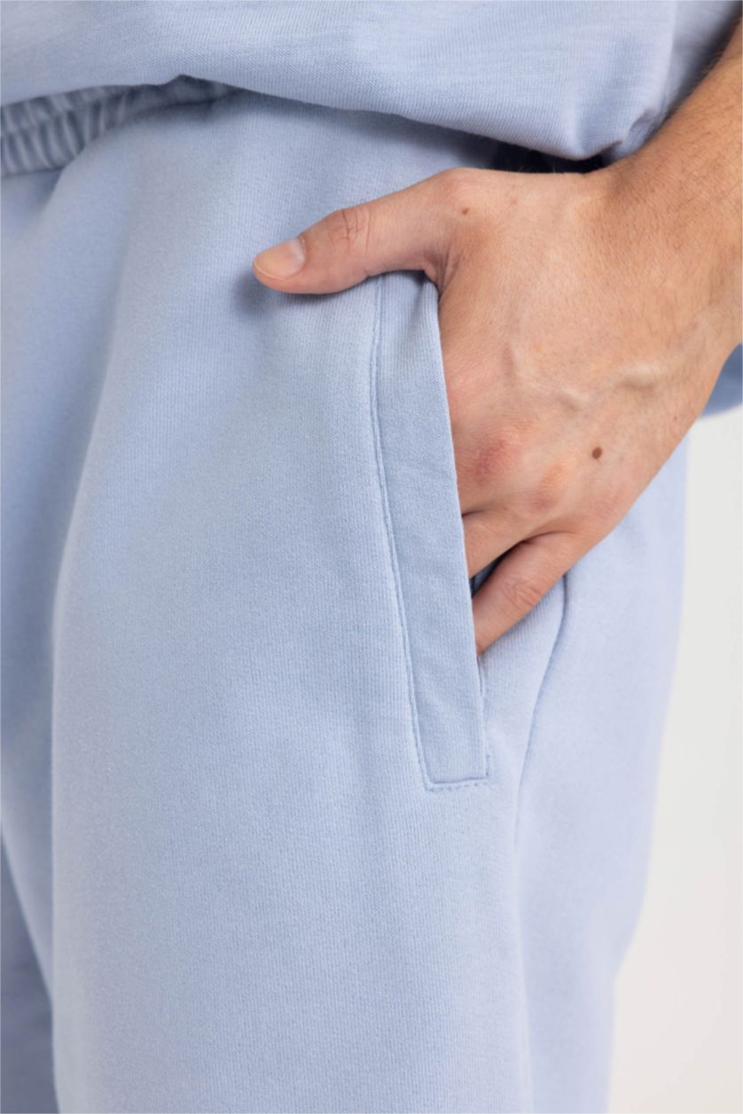 MAN Light Blue Regular Fit Regular Hem Shorts