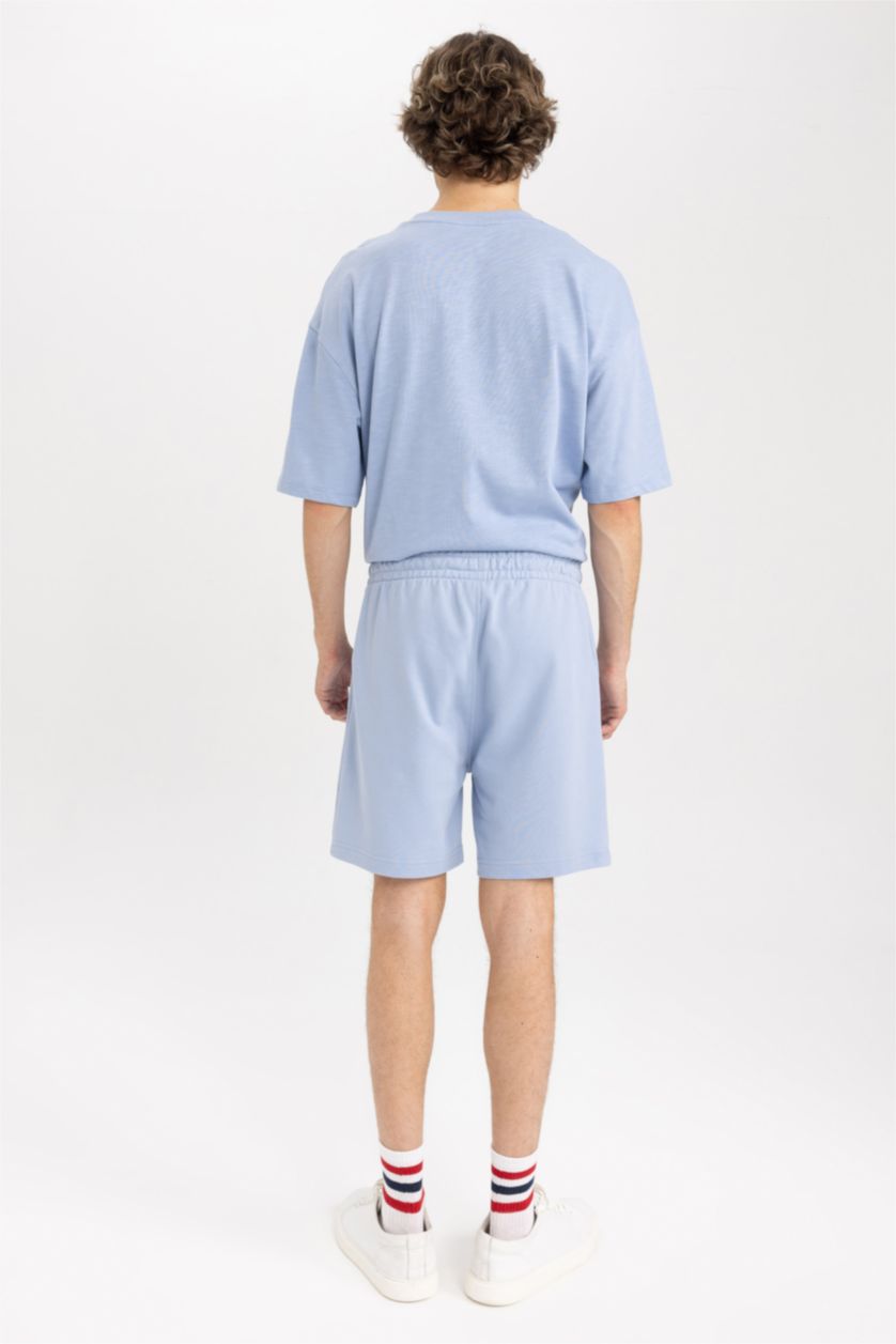 MAN Light Blue Regular Fit Regular Hem Shorts