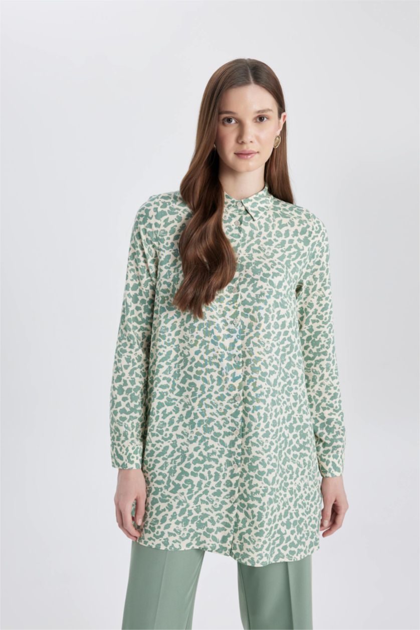 WOMAN Light Green Regular Fit Long Sleeve Tunic