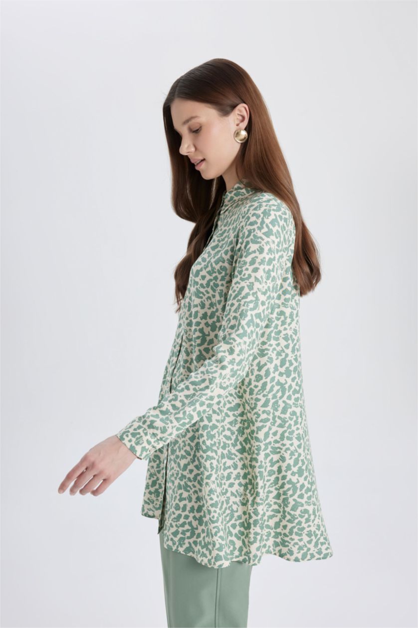 WOMAN Light Green Regular Fit Long Sleeve Tunic