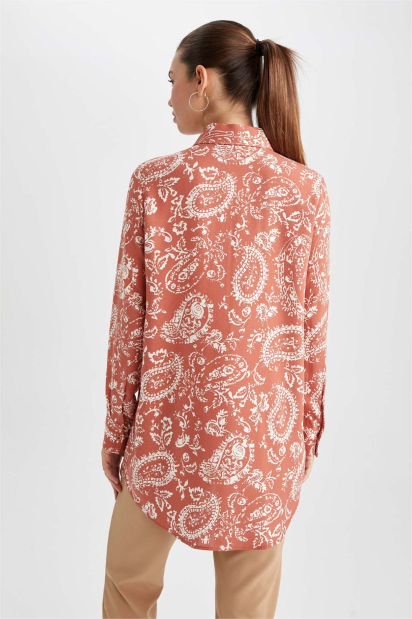 Kadın Kiremit Regular Fıt Uzun Kollu Tunik