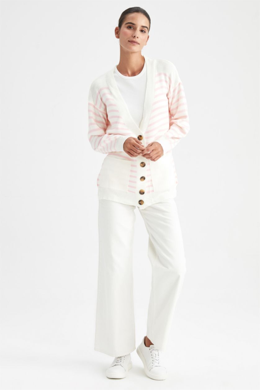 WOMAN Açık Pembe Büyük Oversize Fit Cardigan