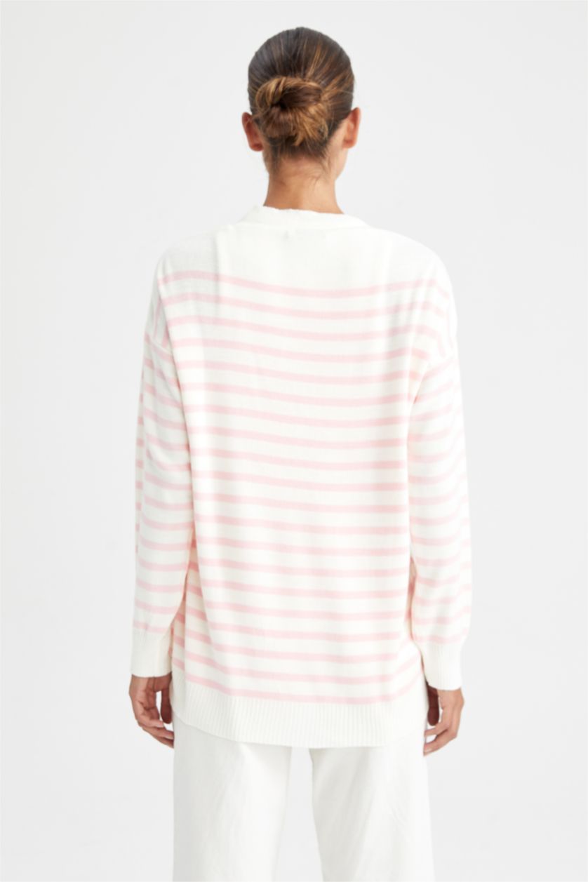 WOMAN Açık Pembe Büyük Oversize Fit Cardigan