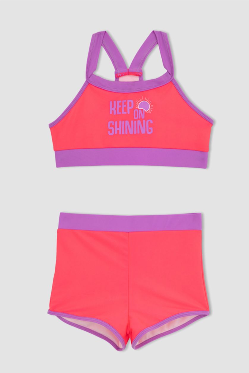 GIRLS & TEENS Neon Pink Girl Shorts Bikini Set