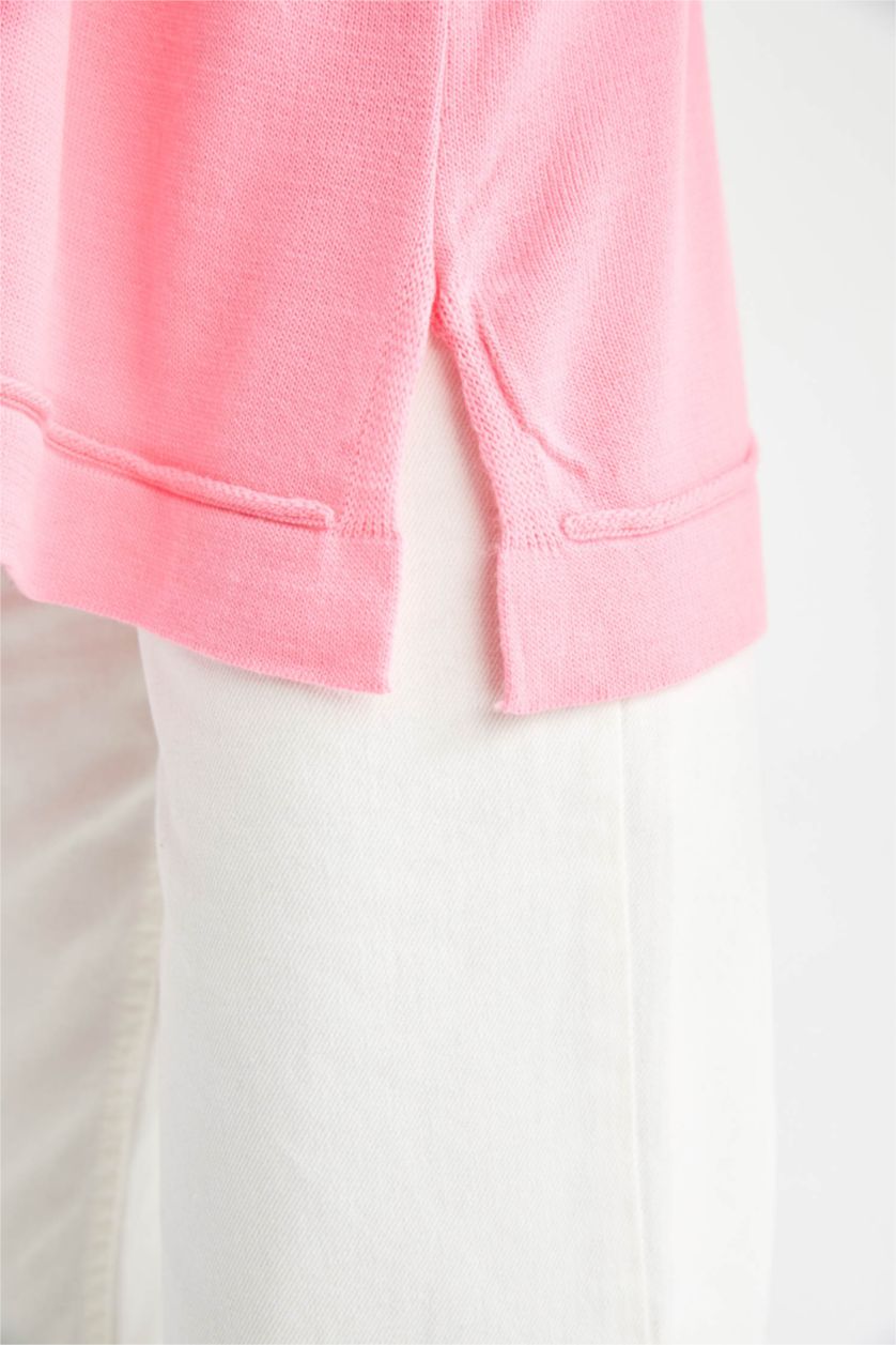 FEMME Rose Pull Ample En Maille À Col Rond