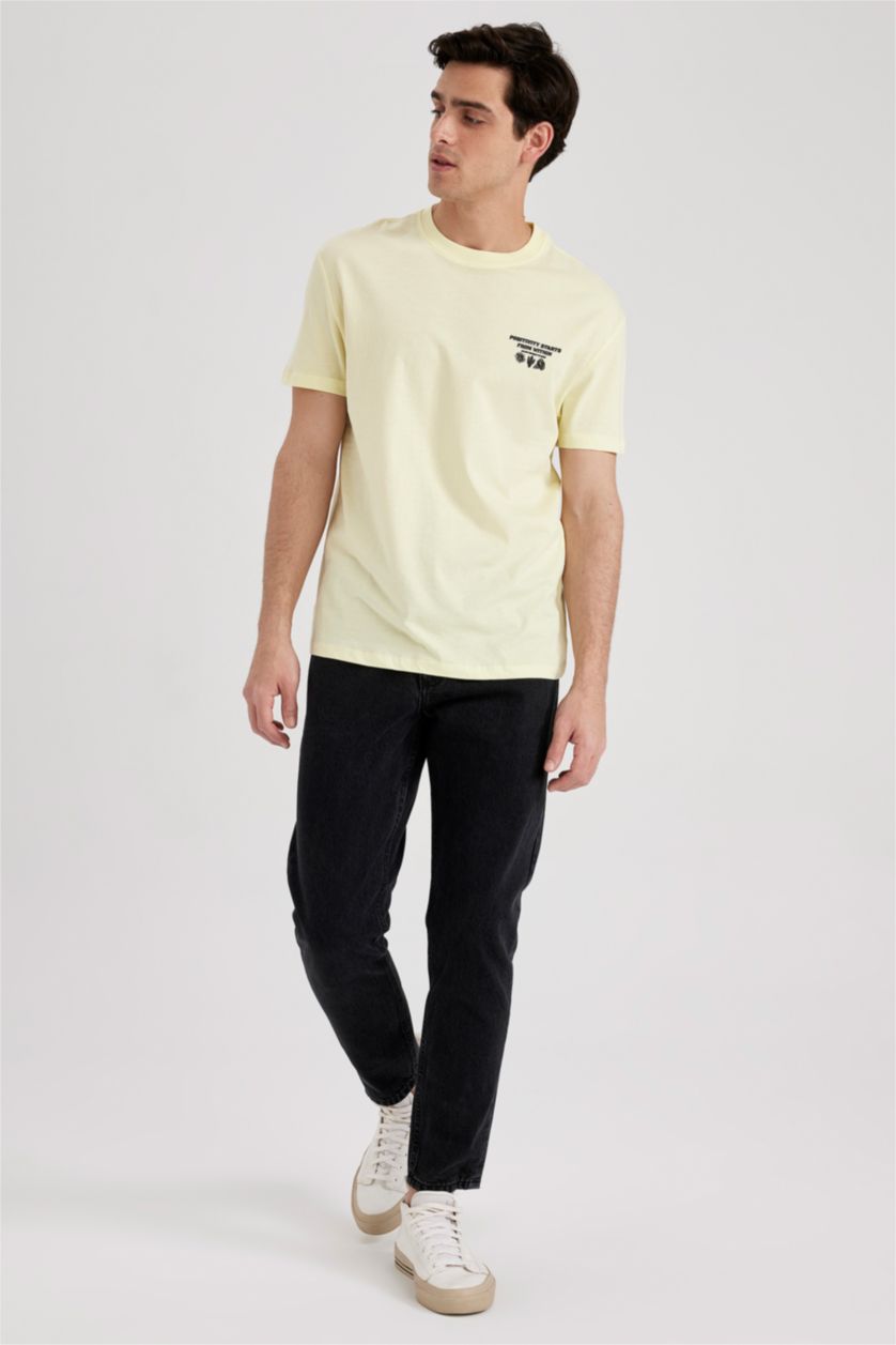 رجال أصفر فاتح Regular Fit Short Sleeve T-Shirt