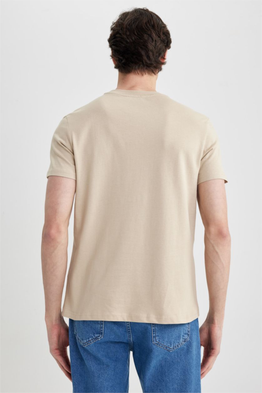 رجالي بيج Slim Fit Short Sleeve T-Shirt