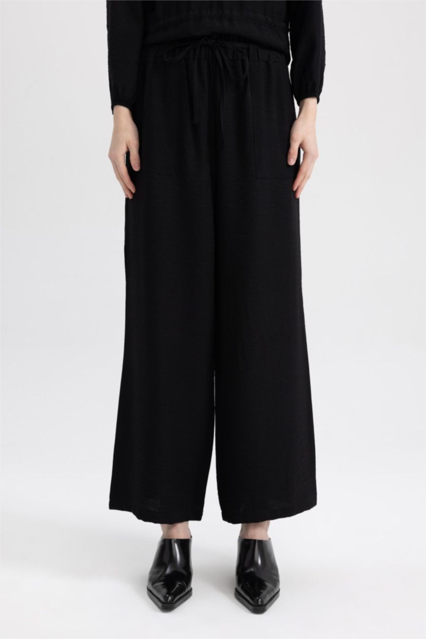 FEMME Noir Pantalon Palazzo