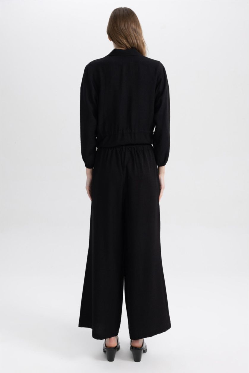 FEMME Noir Pantalon Palazzo