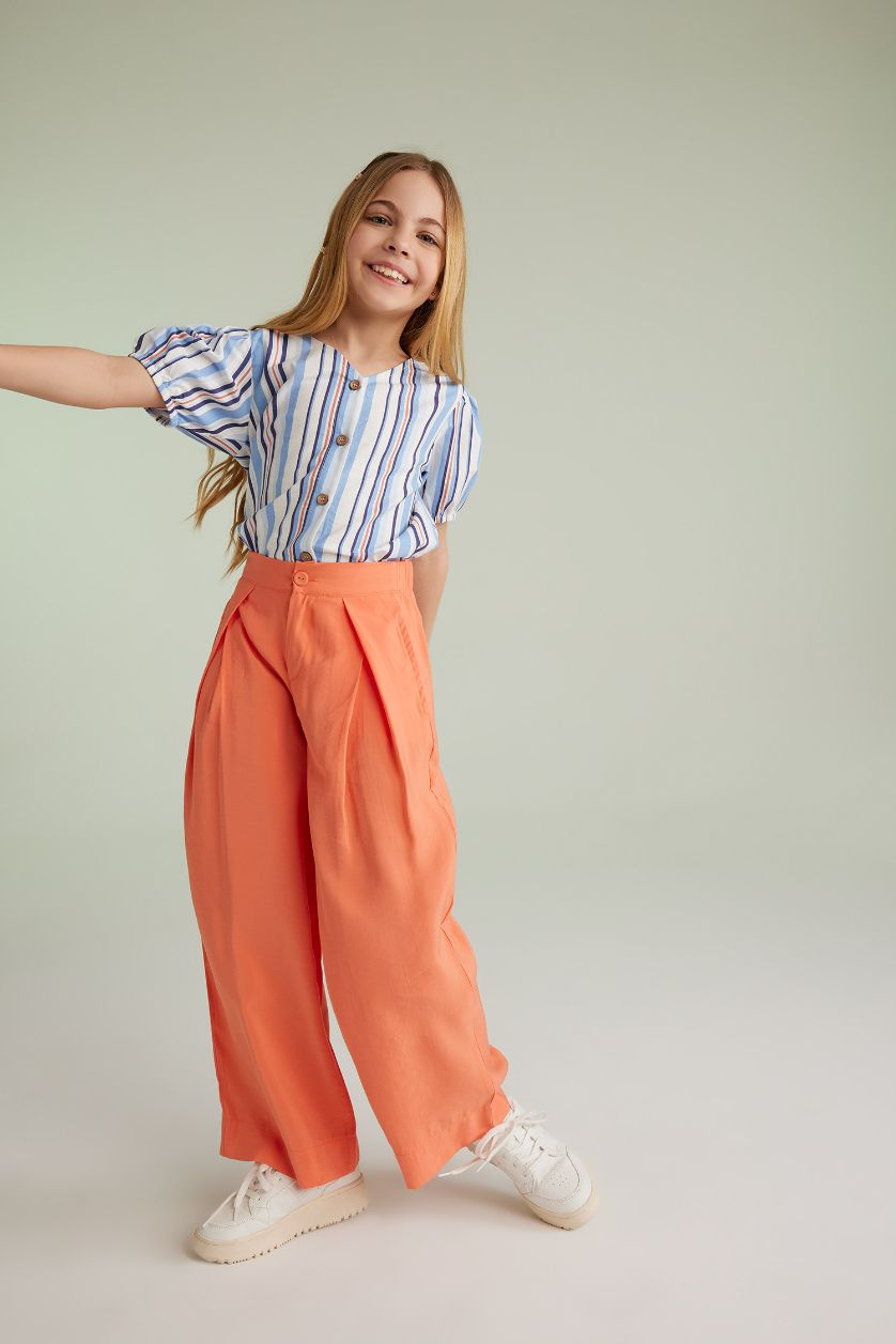 Girls & Teens Light Coral Girl Wide Leg Modal Trousers
