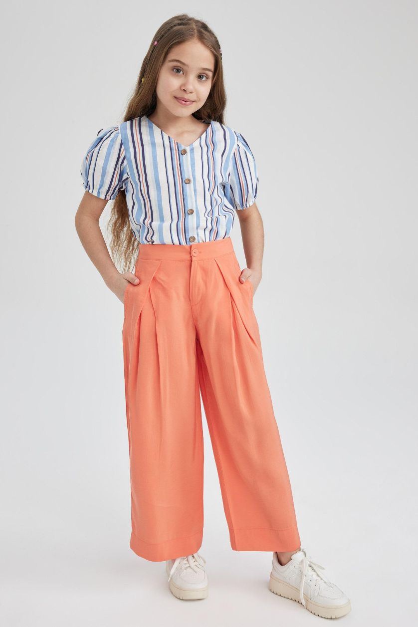 Girls & Teens Light Coral Girl Wide Leg Modal Trousers