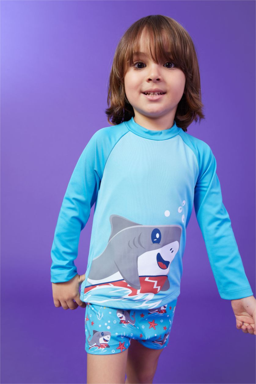 Малыши мальчики Бирюзовый Купальник стандартного кроя с принтом