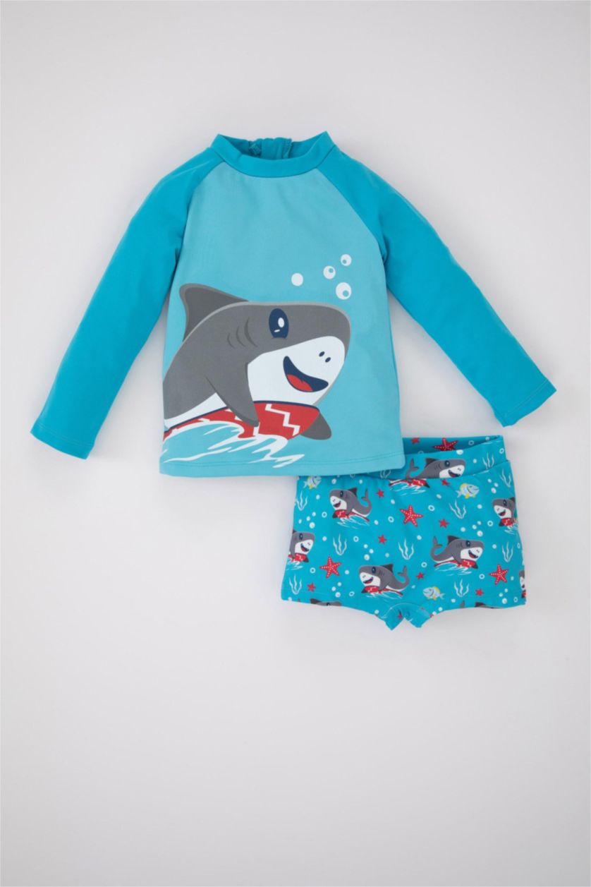 Малыши мальчики Бирюзовый Купальник стандартного кроя с принтом