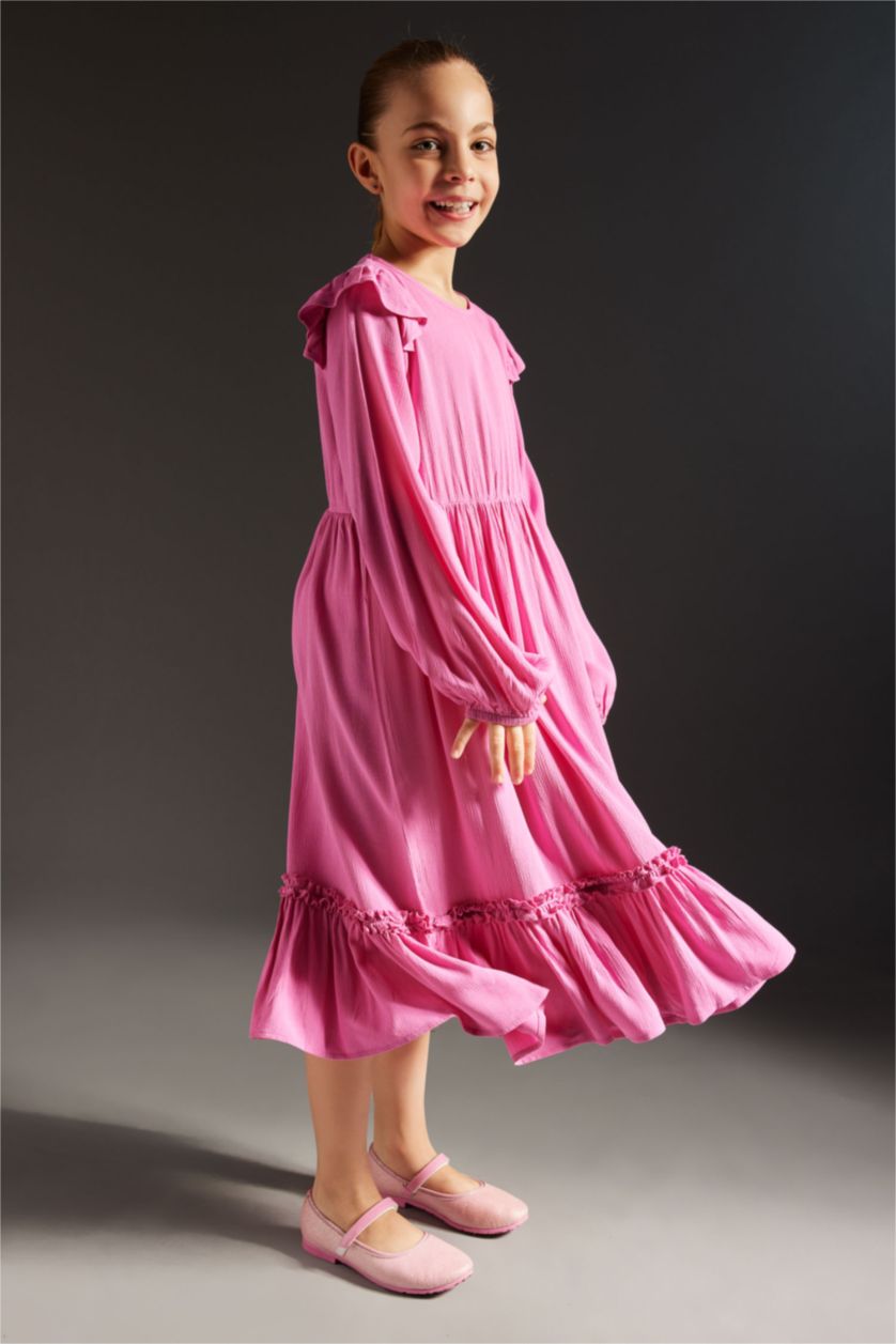 Girls & Teens Light Purple Regular Fit Long Sleeve Woven Dress