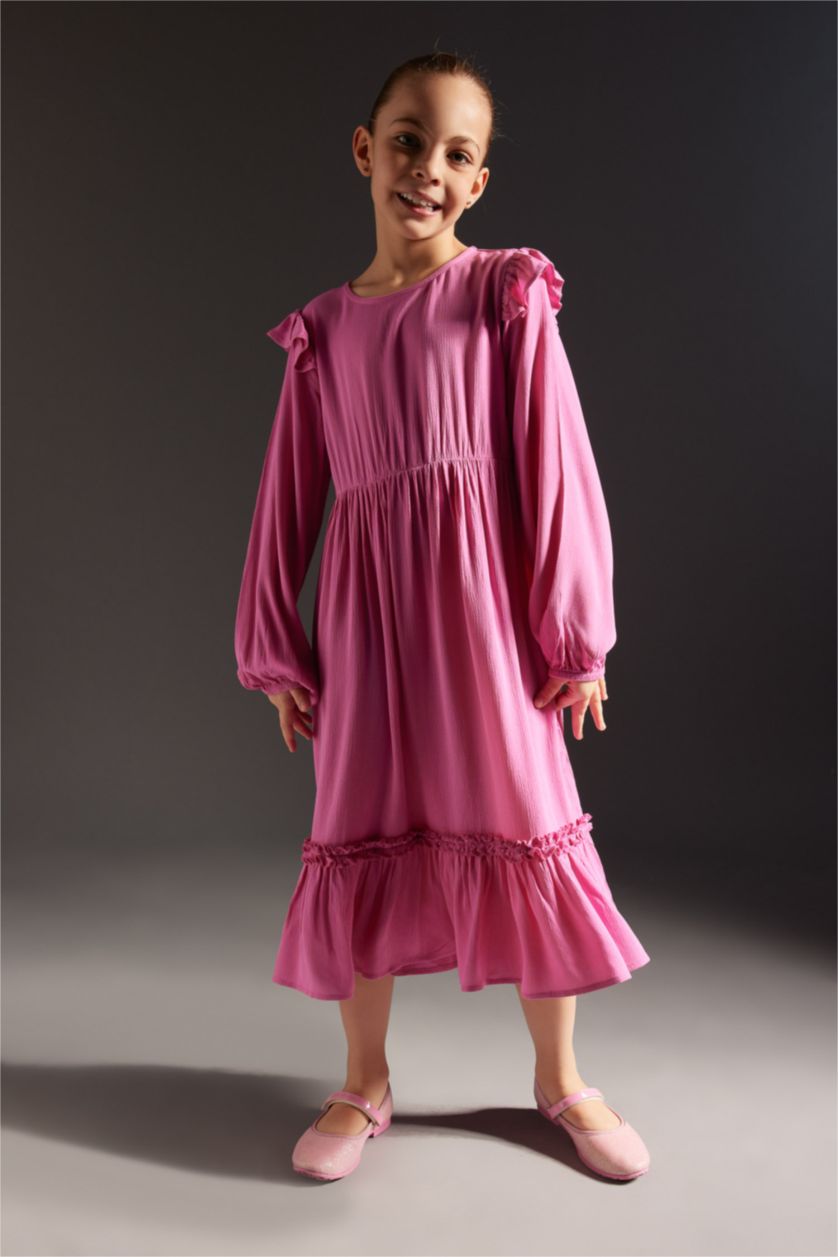 Girls & Teens Light Purple Regular Fit Long Sleeve Woven Dress