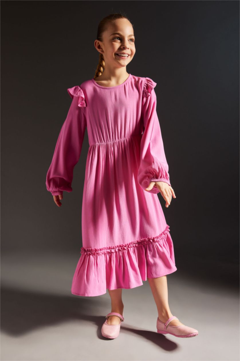 Girls & Teens Light Purple Regular Fit Long Sleeve Woven Dress