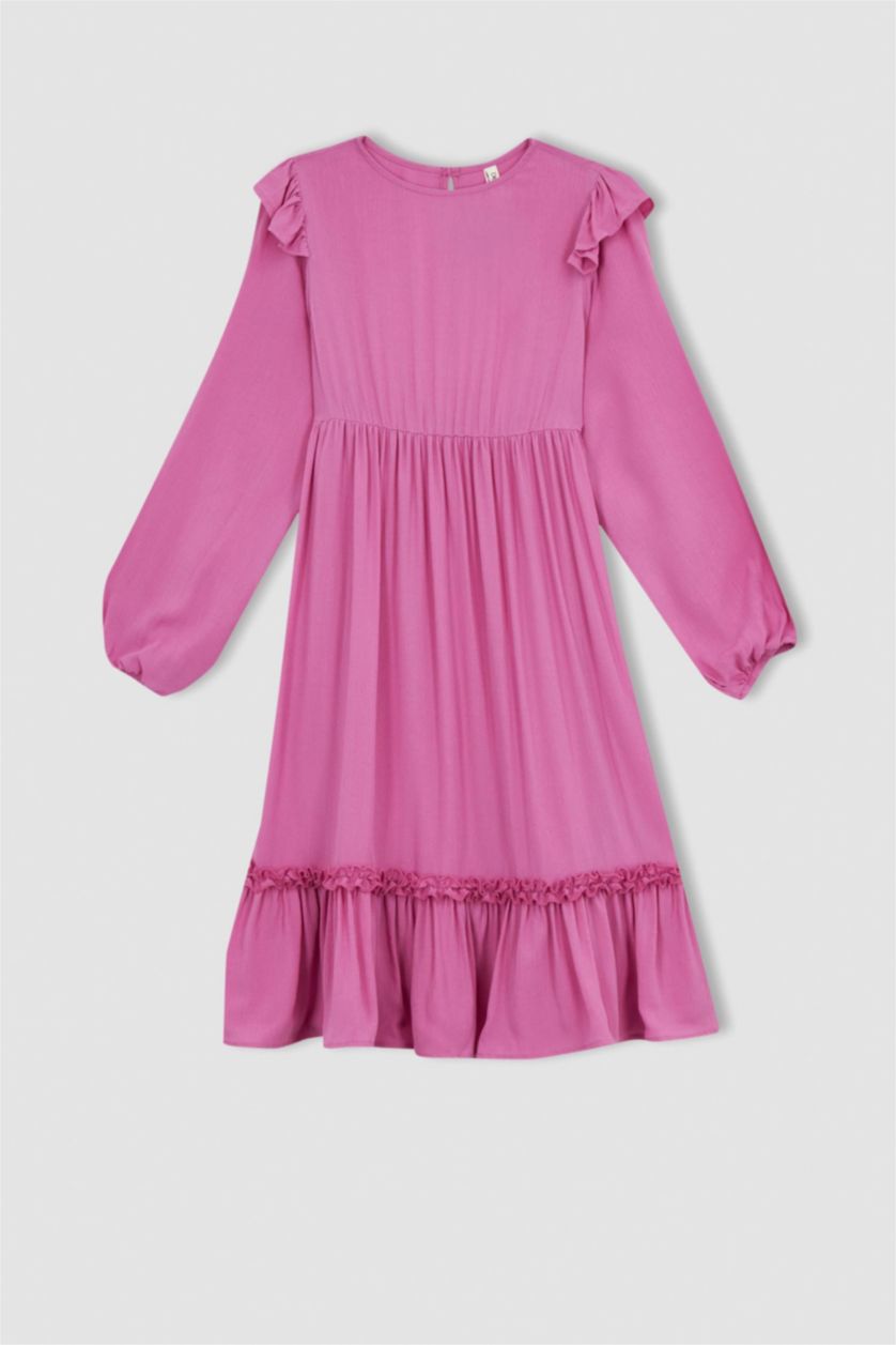 Girls & Teens Light Purple Regular Fit Long Sleeve Woven Dress