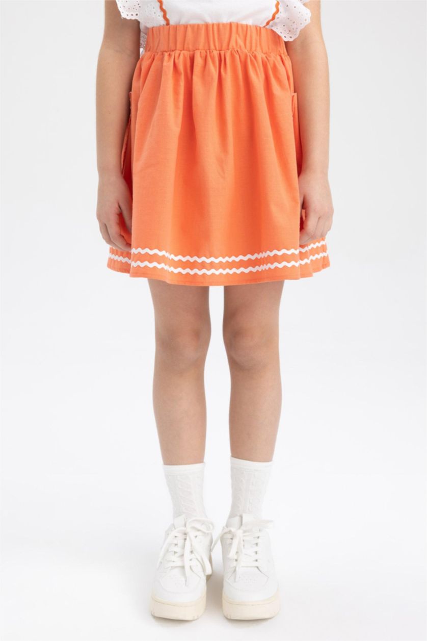 FILLES Orange Clair Jupe en Coton pour Fille