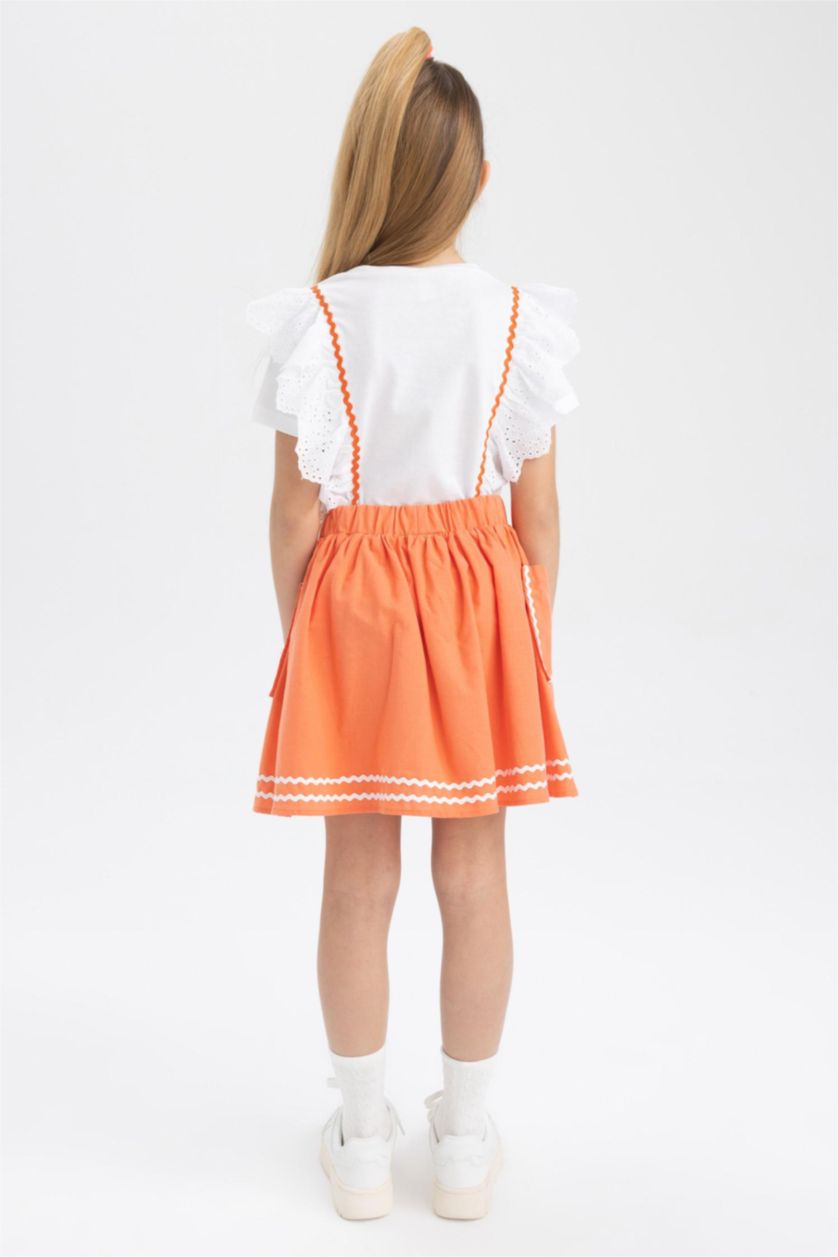 FILLES Orange Clair Jupe en Coton pour Fille