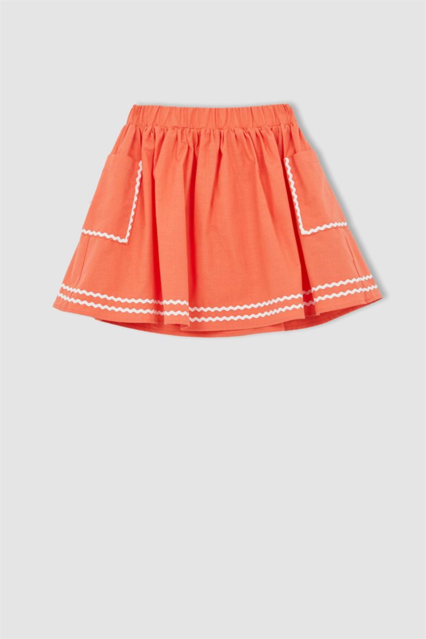 FILLES Orange Clair Jupe en Coton pour Fille