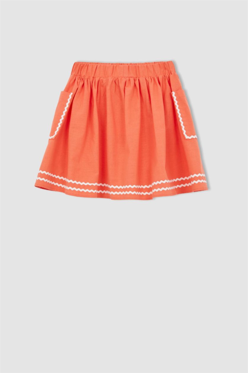 FILLES Orange Clair Jupe en Coton pour Fille