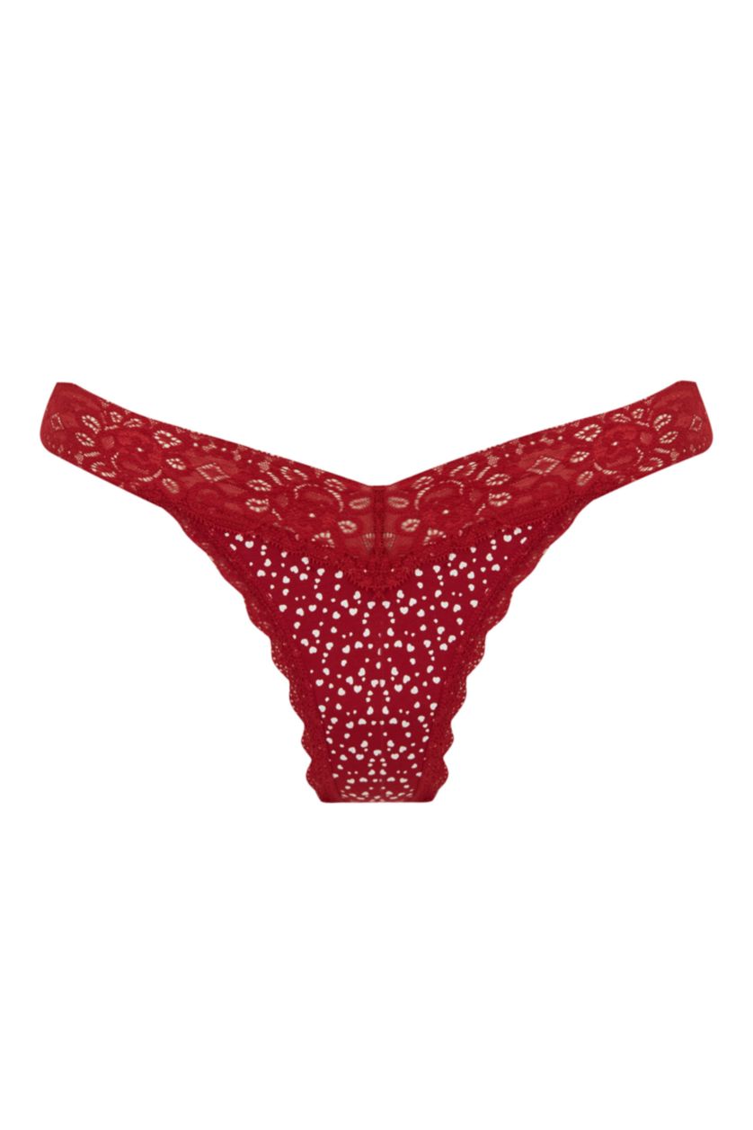 WOMAN Red Fall In Love Valentine Heart Patterned String Panties