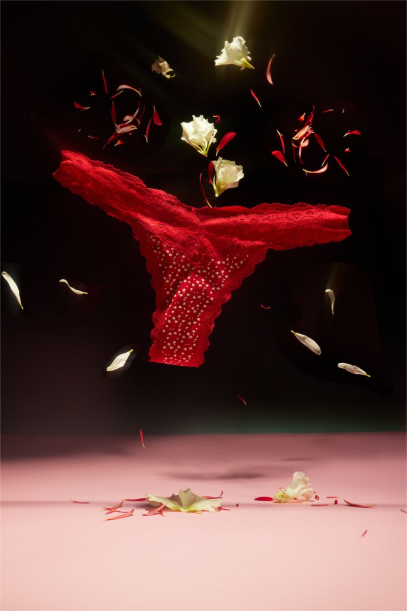 WOMAN Red Fall In Love Valentine Heart Patterned String Panties