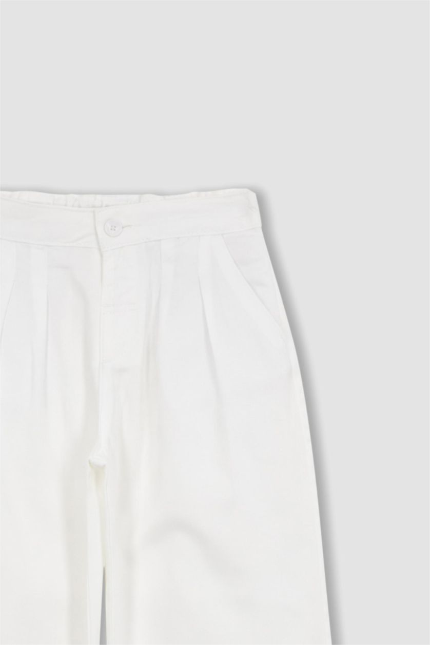 Girls & Teens White Girl Wide Leg Wide Leg Gabardine Trousers