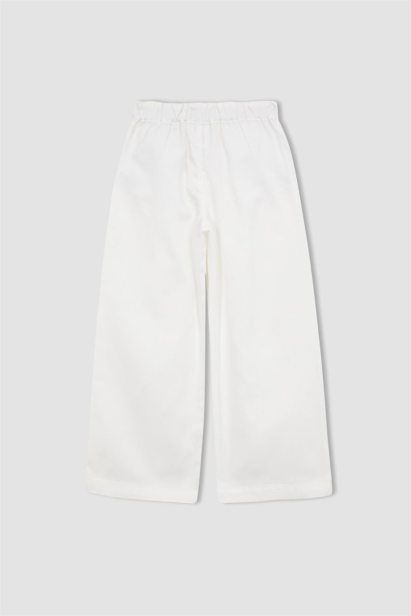 Girls & Teens White Girl Wide Leg Wide Leg Gabardine Trousers