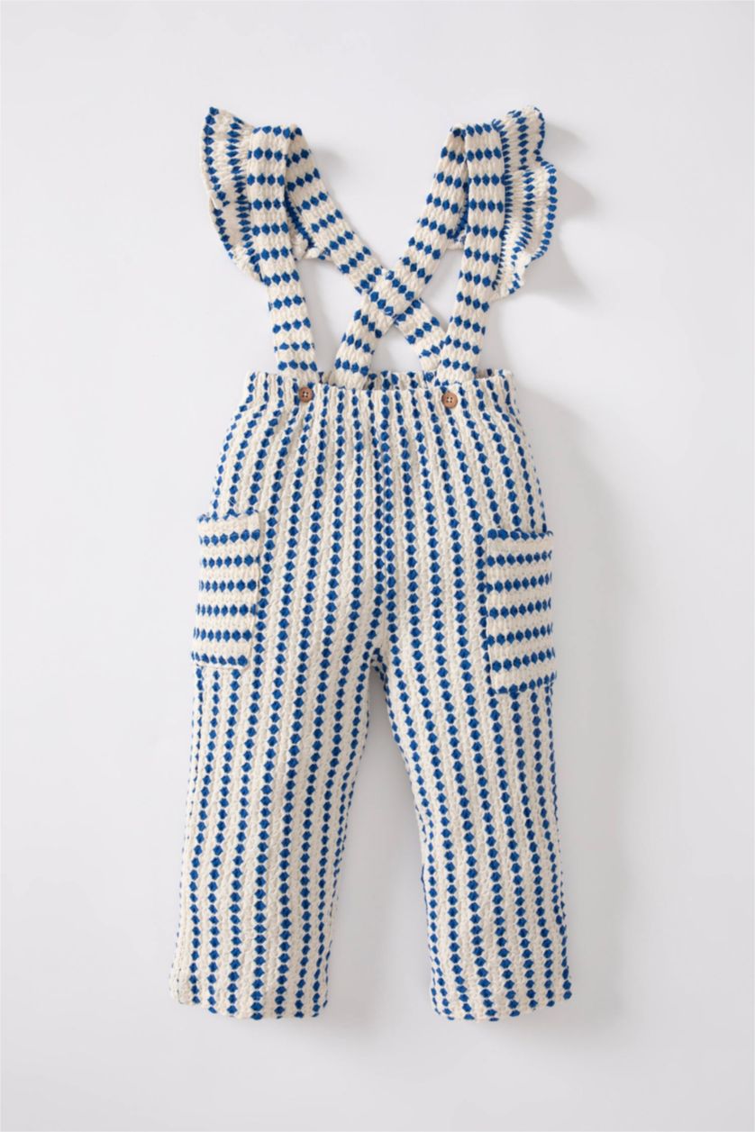 BABY GIRL Blue Baby Girl Regular Fit Striped Trousers