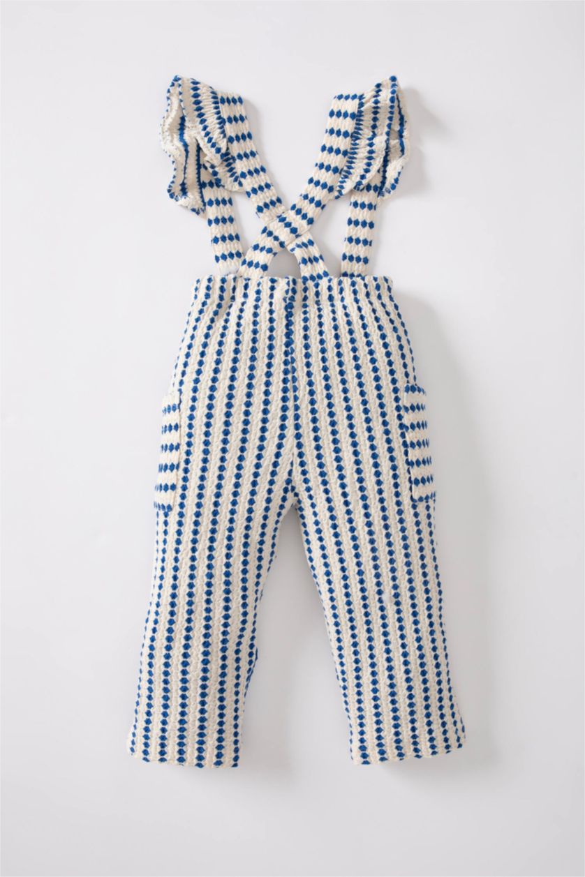 BABY GIRL Blue Baby Girl Regular Fit Striped Trousers