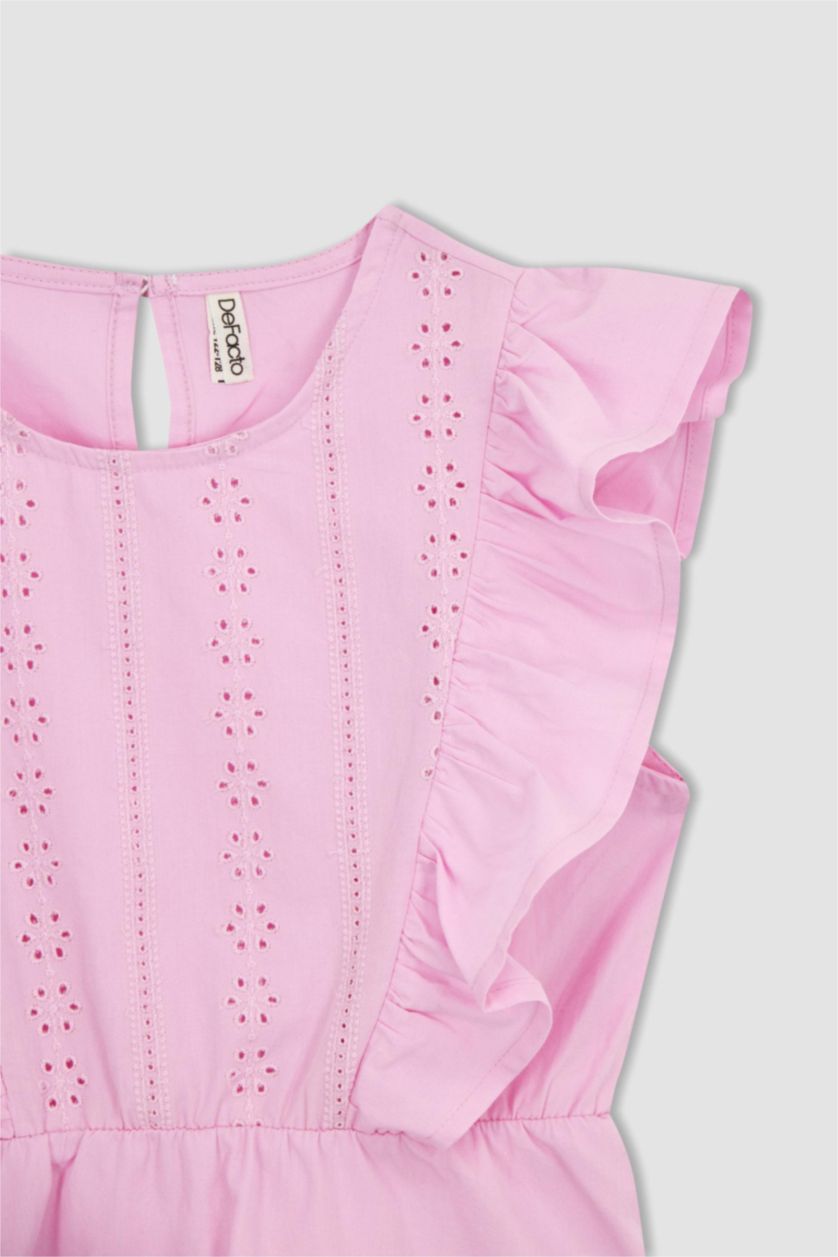 GIRLS & TEENS Light Pink Girl Crew Neck Short Sleeve Blouse