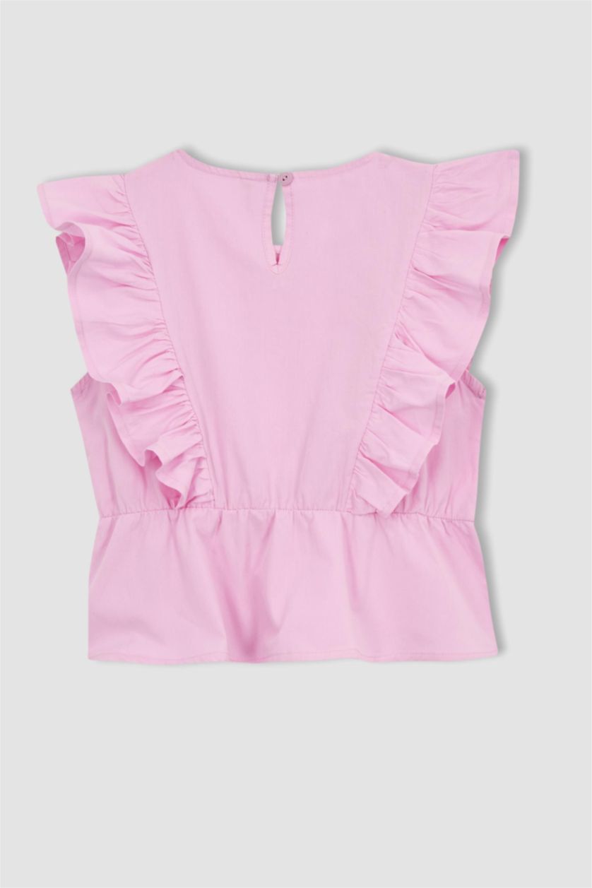 GIRLS & TEENS Light Pink Girl Crew Neck Short Sleeve Blouse